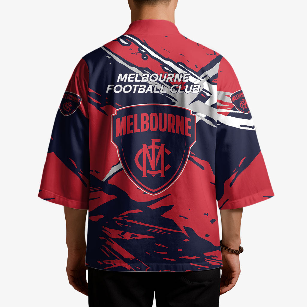 Melbourne Football Club Kimono Demons Muscular Mascot Graphic - Abstract Paint Splatter Art