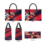 Melbourne Football Club Leather Bag Demons Muscular Mascot Graphic - Abstract Paint Splatter Art