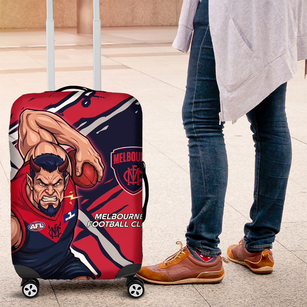 Melbourne Football Club Luggage Cover Demons Muscular Mascot Graphic - Abstract Paint Splatter Art