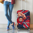 Melbourne Football Club Luggage Cover Demons Muscular Mascot Graphic - Abstract Paint Splatter Art