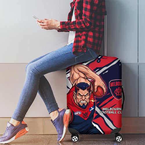 Melbourne Football Club Luggage Cover Demons Muscular Mascot Graphic - Abstract Paint Splatter Art