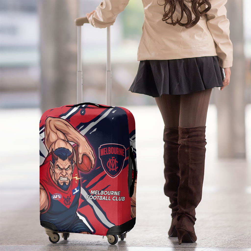 Melbourne Football Club Luggage Cover Demons Muscular Mascot Graphic - Abstract Paint Splatter Art