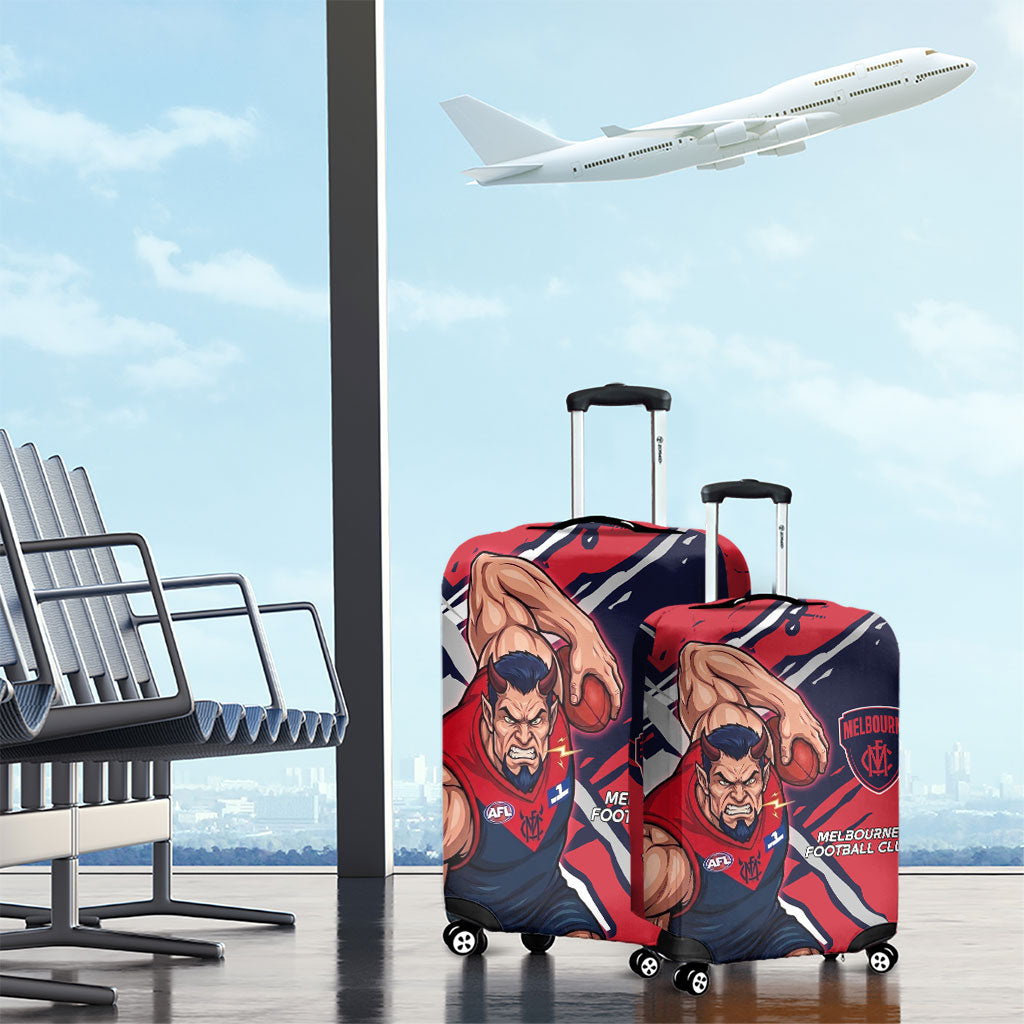 Melbourne Football Club Luggage Cover Demons Muscular Mascot Graphic - Abstract Paint Splatter Art