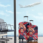 Melbourne Football Club Luggage Cover Demons Muscular Mascot Graphic - Abstract Paint Splatter Art