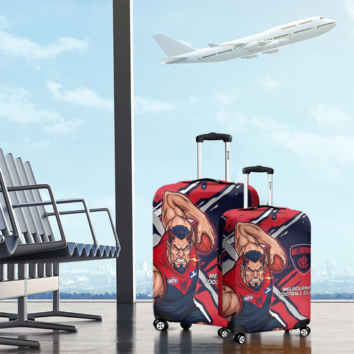 Melbourne Football Club Luggage Cover Demons Muscular Mascot Graphic - Abstract Paint Splatter Art