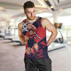 Melbourne Football Club Men Tank Top Demons Muscular Mascot Graphic - Abstract Paint Splatter Art