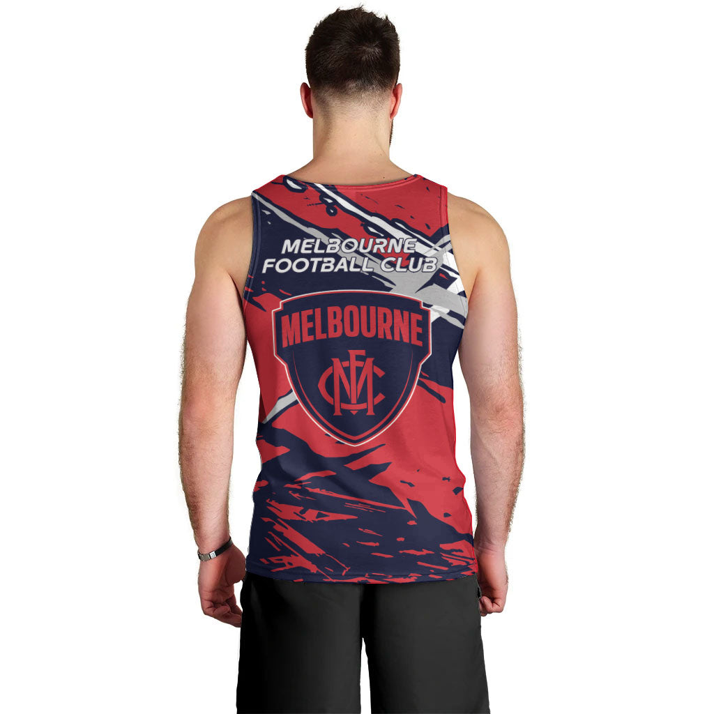 Melbourne Football Club Men Tank Top Demons Muscular Mascot Graphic - Abstract Paint Splatter Art