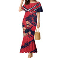 Melbourne Football Club Mermaid Dress Demons Muscular Mascot Graphic - Abstract Paint Splatter Art