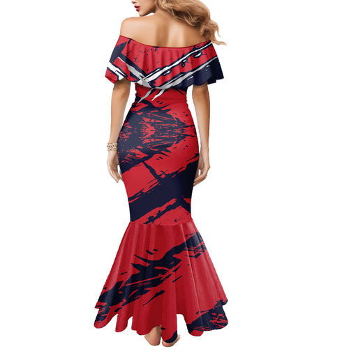 Melbourne Football Club Mermaid Dress Demons Muscular Mascot Graphic - Abstract Paint Splatter Art
