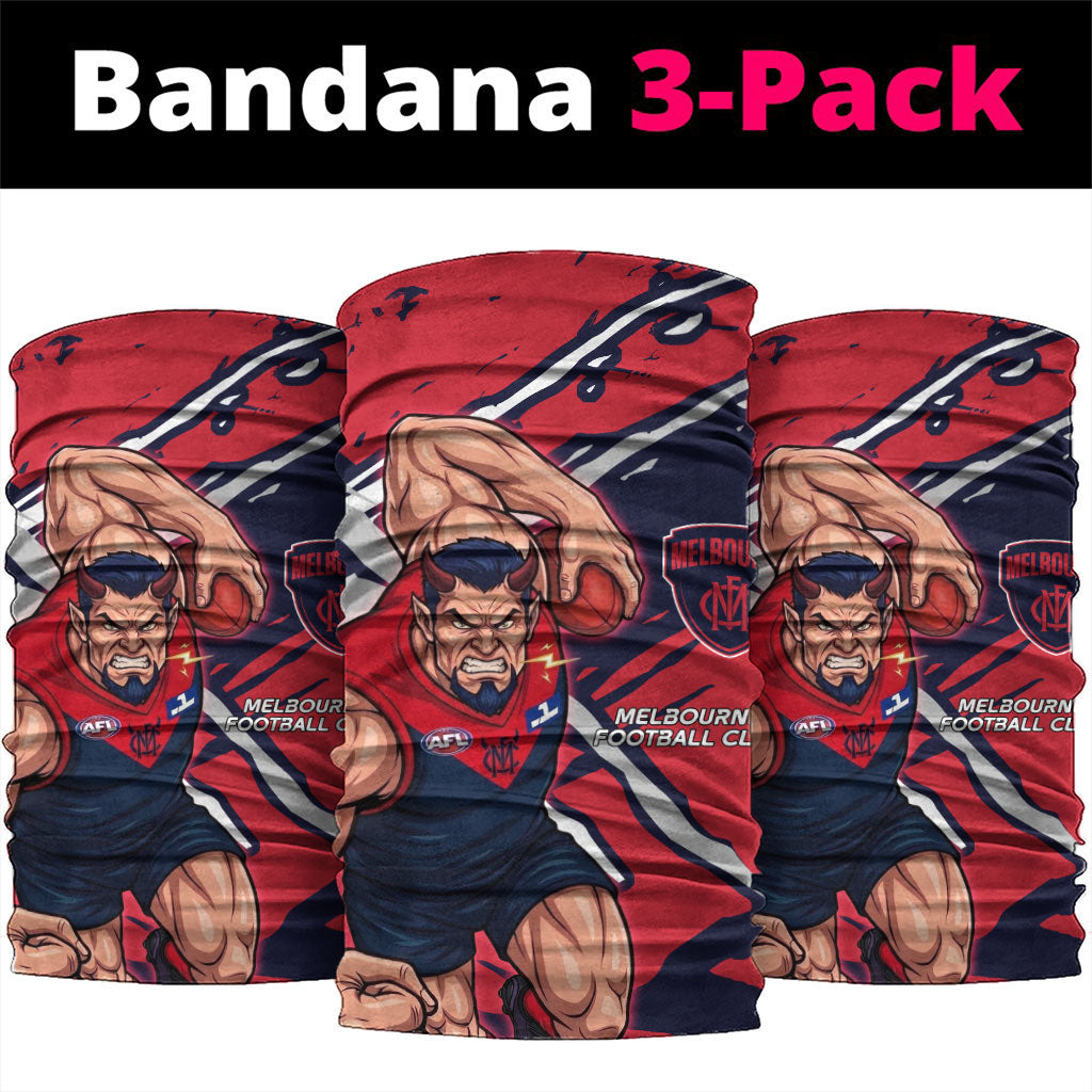 Melbourne Football Club Neck Gaiter Demons Muscular Mascot Graphic - Abstract Paint Splatter Art