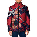 Melbourne Football Club Padded Jacket Demons Muscular Mascot Graphic - Abstract Paint Splatter Art