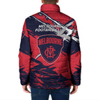 Melbourne Football Club Padded Jacket Demons Muscular Mascot Graphic - Abstract Paint Splatter Art