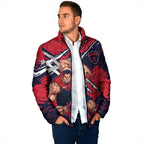 Melbourne Football Club Padded Jacket Demons Muscular Mascot Graphic - Abstract Paint Splatter Art