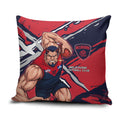 Melbourne Football Club Pillow Cover Demons Muscular Mascot Graphic - Abstract Paint Splatter Art