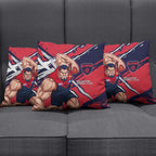 Melbourne Football Club Pillow Cover Demons Muscular Mascot Graphic - Abstract Paint Splatter Art
