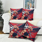 Melbourne Football Club Pillow Cover Demons Muscular Mascot Graphic - Abstract Paint Splatter Art