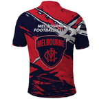 Melbourne Football Club Polo Shirt Demons Muscular Mascot Graphic - Abstract Paint Splatter Art