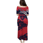 Melbourne Football Club Puletasi Demons Muscular Mascot Graphic - Abstract Paint Splatter Art
