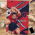 Melbourne Football Club Puzzle Demons Muscular Mascot Graphic - Abstract Paint Splatter Art