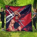 Melbourne Football Club Quilt Demons Muscular Mascot Graphic - Abstract Paint Splatter Art