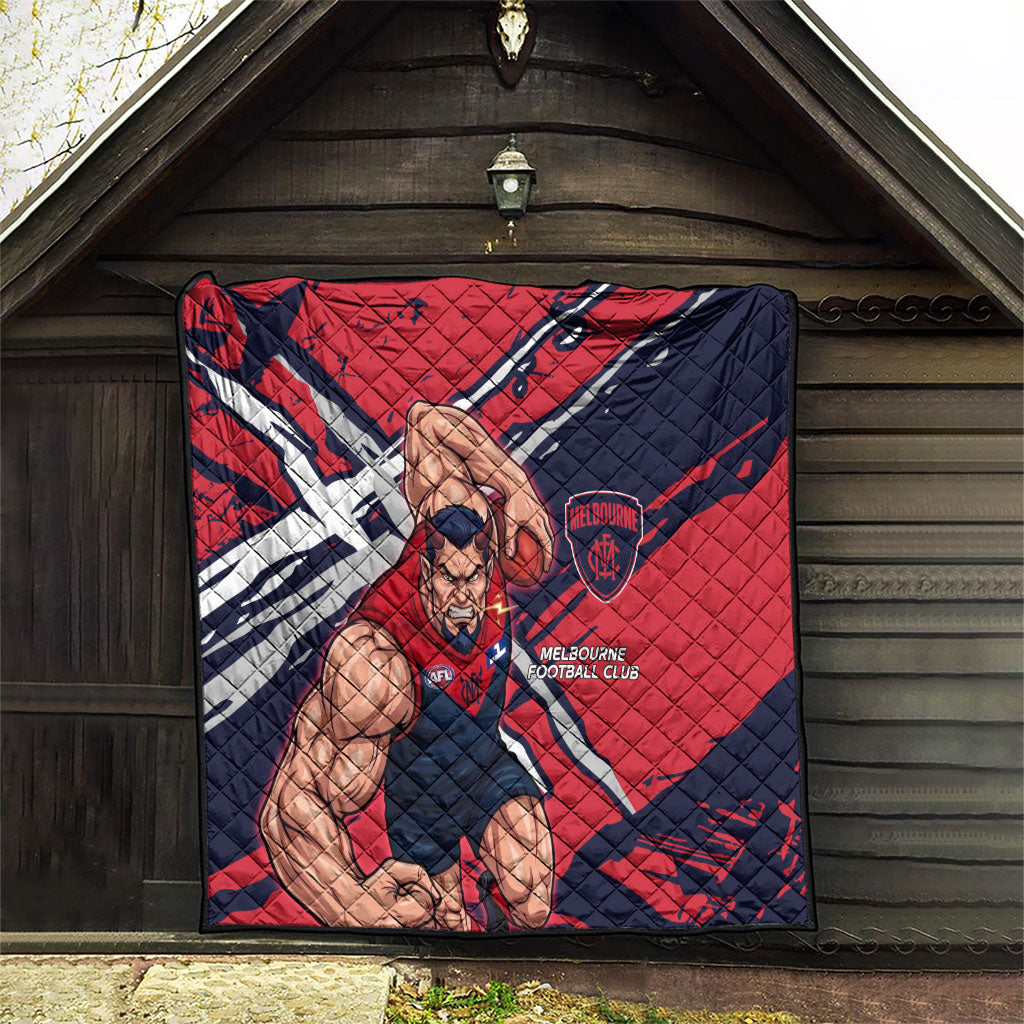 Melbourne Football Club Quilt Demons Muscular Mascot Graphic - Abstract Paint Splatter Art