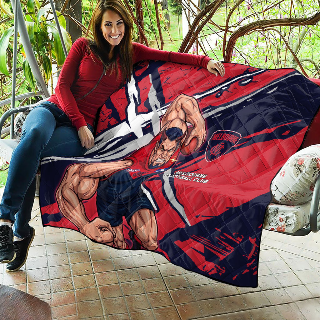 Melbourne Football Club Quilt Demons Muscular Mascot Graphic - Abstract Paint Splatter Art