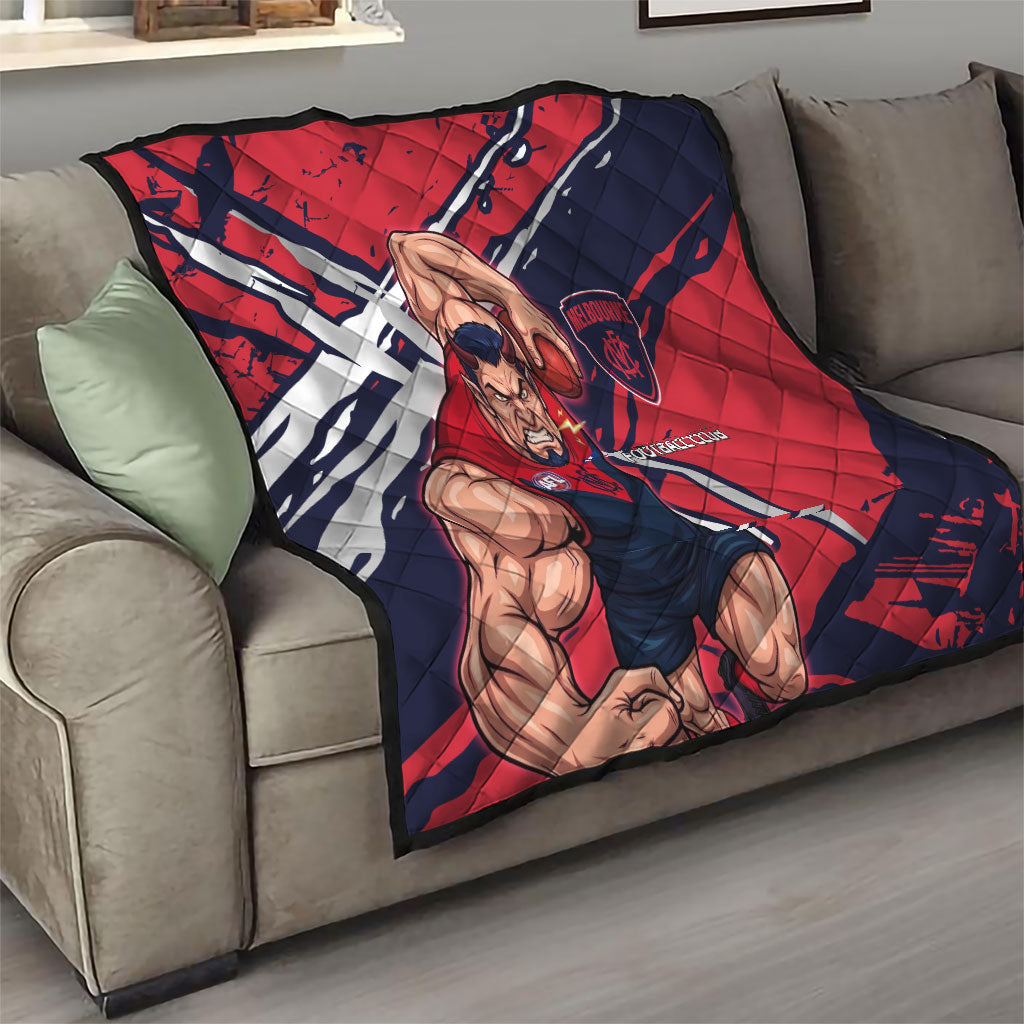 Melbourne Football Club Quilt Demons Muscular Mascot Graphic - Abstract Paint Splatter Art