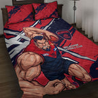 Melbourne Football Club Quilt Bed Set Demons Muscular Mascot Graphic - Abstract Paint Splatter Art