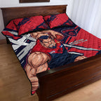 Melbourne Football Club Quilt Bed Set Demons Muscular Mascot Graphic - Abstract Paint Splatter Art