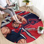 Melbourne Football Club Round Carpet Demons Muscular Mascot Graphic - Abstract Paint Splatter Art