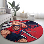 Melbourne Football Club Round Carpet Demons Muscular Mascot Graphic - Abstract Paint Splatter Art