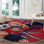 Melbourne Football Club Round Carpet Demons Muscular Mascot Graphic - Abstract Paint Splatter Art