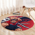 Melbourne Football Club Round Carpet Demons Muscular Mascot Graphic - Abstract Paint Splatter Art