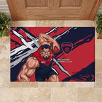 Melbourne Football Club Rubber Doormat Demons Muscular Mascot Graphic - Abstract Paint Splatter Art