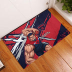 Melbourne Football Club Rubber Doormat Demons Muscular Mascot Graphic - Abstract Paint Splatter Art