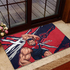 Melbourne Football Club Rubber Doormat Demons Muscular Mascot Graphic - Abstract Paint Splatter Art