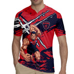 Melbourne Football Club Rugby Jersey Demons Muscular Mascot Graphic - Abstract Paint Splatter Art
