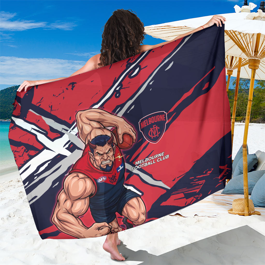 Melbourne Football Club Sarong Demons Muscular Mascot Graphic - Abstract Paint Splatter Art