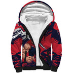 Melbourne Football Club Sherpa Hoodie Demons Muscular Mascot Graphic - Abstract Paint Splatter Art