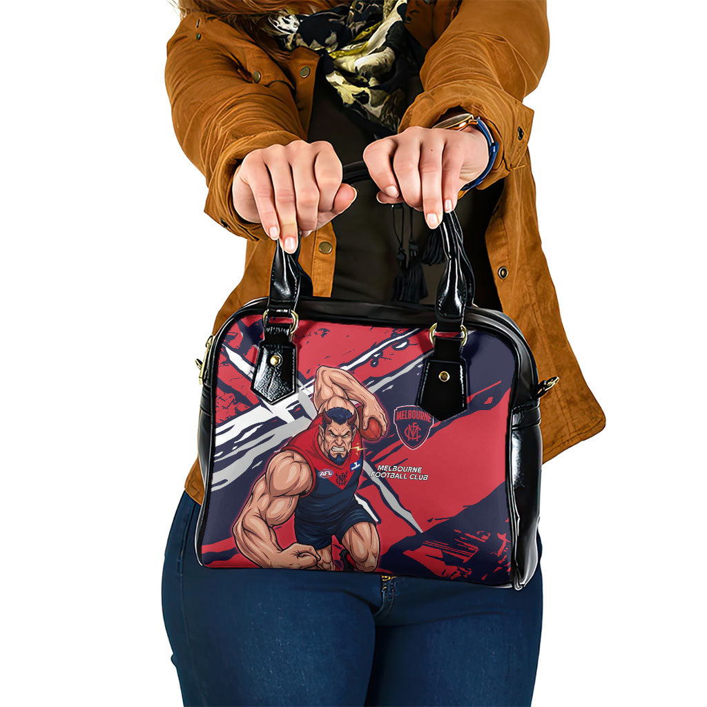 Melbourne Football Club Shoulder Handbag Demons Muscular Mascot Graphic - Abstract Paint Splatter Art