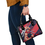 Melbourne Football Club Shoulder Handbag Demons Muscular Mascot Graphic - Abstract Paint Splatter Art