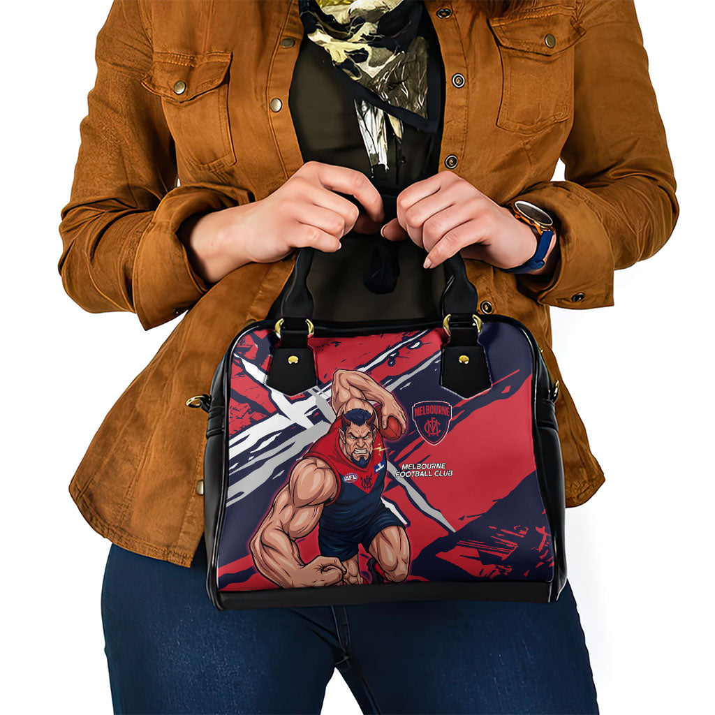 Melbourne Football Club Shoulder Handbag Demons Muscular Mascot Graphic - Abstract Paint Splatter Art