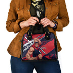 Melbourne Football Club Shoulder Handbag Demons Muscular Mascot Graphic - Abstract Paint Splatter Art