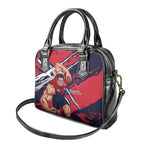 Melbourne Football Club Shoulder Handbag Demons Muscular Mascot Graphic - Abstract Paint Splatter Art