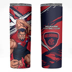 Melbourne Football Club Skinny Tumbler Demons Muscular Mascot Graphic - Abstract Paint Splatter Art