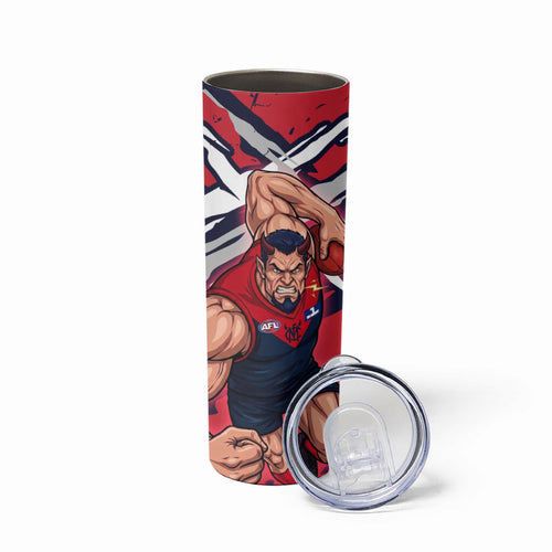 Melbourne Football Club Skinny Tumbler Demons Muscular Mascot Graphic - Abstract Paint Splatter Art