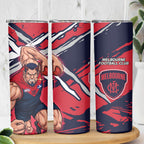 Melbourne Football Club Skinny Tumbler Demons Muscular Mascot Graphic - Abstract Paint Splatter Art