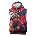 Melbourne Football Club Sleeveless Hoodie Demons Muscular Mascot Graphic - Abstract Paint Splatter Art