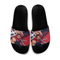 Melbourne Football Club Slide Sandals Demons Muscular Mascot Graphic - Abstract Paint Splatter Art