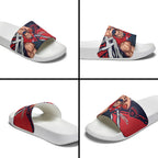 Melbourne Football Club Slide Sandals Demons Muscular Mascot Graphic - Abstract Paint Splatter Art